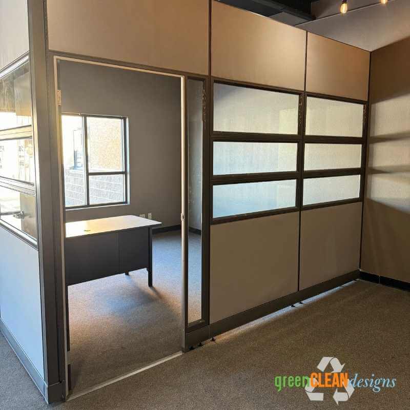 cubicle wall with door and return