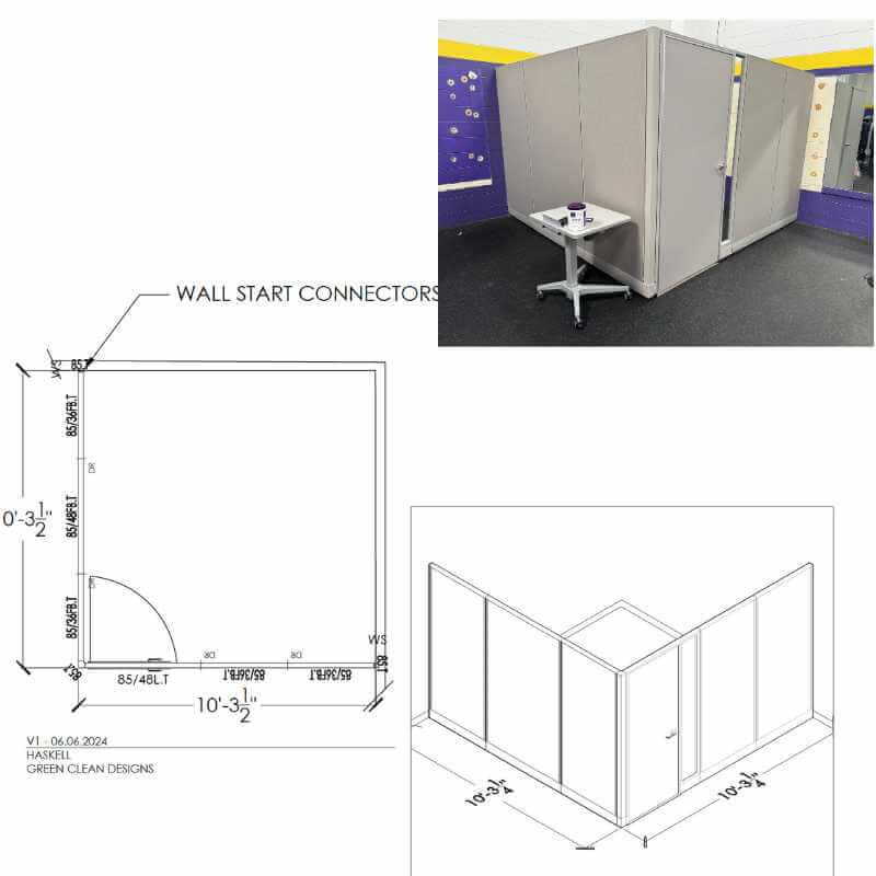 corner cubicle with door